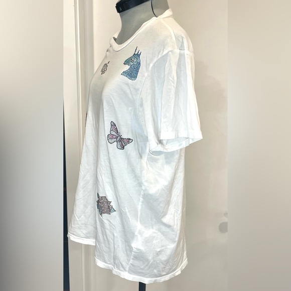 NWOT Lauren Moshi Wolf Crystal Tee w/Fantasy Elements, white/multi, szM - Picture 6 of 16